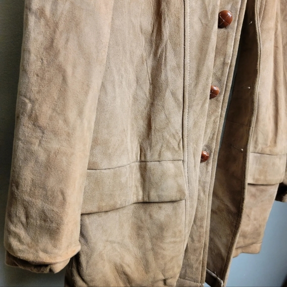 Vintage Suede Leather Jacket McGregor Mens 40 Tan Brown 1970s 70s Hippie - Picture 6 of 10